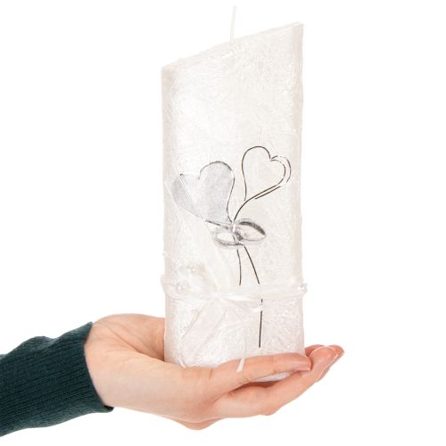 Hochzeitskerze Kerze Silberhochzeit Kerze Weiß 210/85mm | Floristik24.de