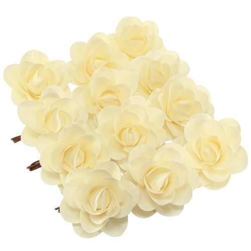 Artikel Holz Deko Rosen Creme Künstliche Rosen Holzrosen Ø10cm 12 St