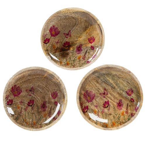 Holzteller Blumen Schmetterling Natur Pink Ø15cm 3St kaufen | Floristik24.de