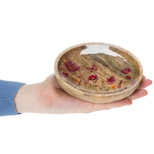 Holzteller Blumen Schmetterling Natur Pink Ø15cm 3St | Floristik24.de
