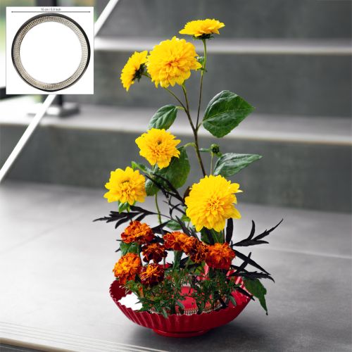 Kreative Steckhilfe mit Messingnadeln für Ikebana und Blumengestecke