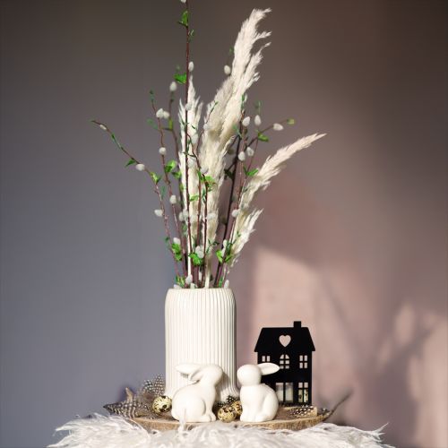 Artikel Keramik Vase mit Rillen Weiß Keramikvase Ø13cm H20cm