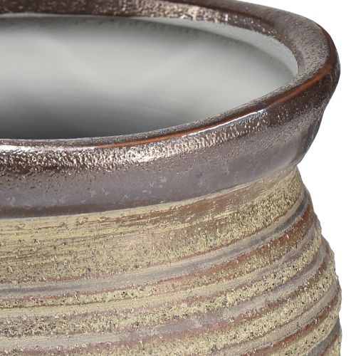 Artikel Keramiktopf Übertopf Deko Vase Metallic Grau Braun 14×14cm
