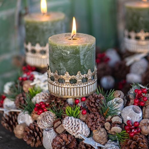 Floristik24 Kerzenhalter Adventskranz Antik Gold Ø7cm H12cm 4St