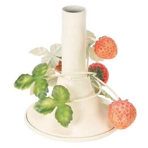 Artikel Kerzenständer Metall Erdbeer Deko Sommer Creme H13cm