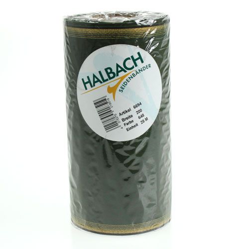 Artikel Kranzband Moiré 200mm Dunkelgrün mit Perlkante und Taftbindung - Dekoband für Festlichkeiten und Trauerfloristik, 25m