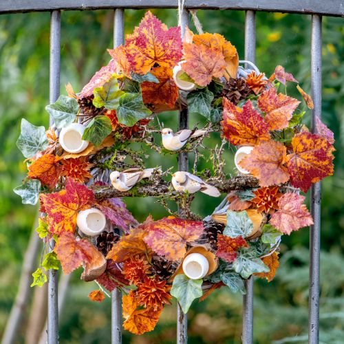 Artikel Künstliches Weinlaub Rot Orange Grün Kunstpflanzen 63cm 3St