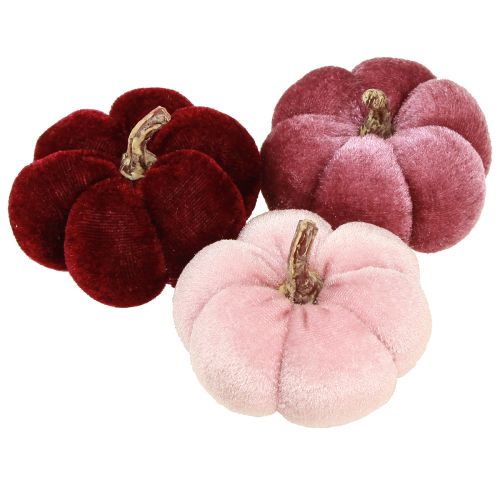 Kürbis aus Stoff Deko Samt Burgund Rosa Ø7cm 9 St