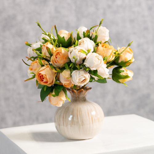 Kunstblume Rosenstrauß realistische Deko für Wohnbereiche 31cm 3St | Floristik24.de
