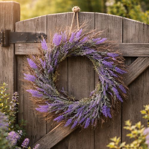 Künstlicher Lavendel Kranz für Frühling Türdeko Dekokranz Eingangsbereich 60cm | Floristik24.de