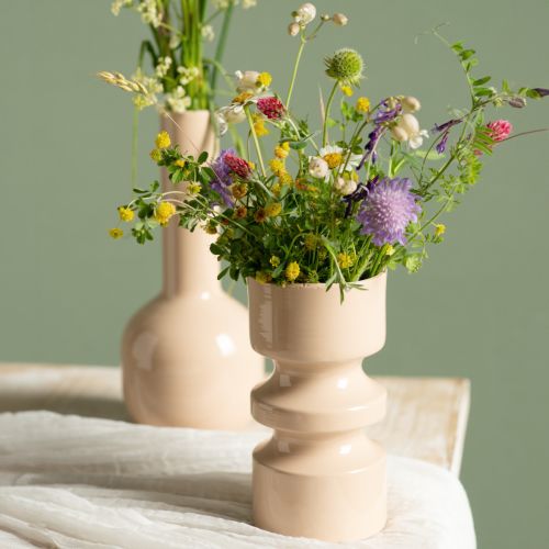 Artikel Metall Blumenvase Cappuccino Braun Emaille Ø9cm H17,5cm