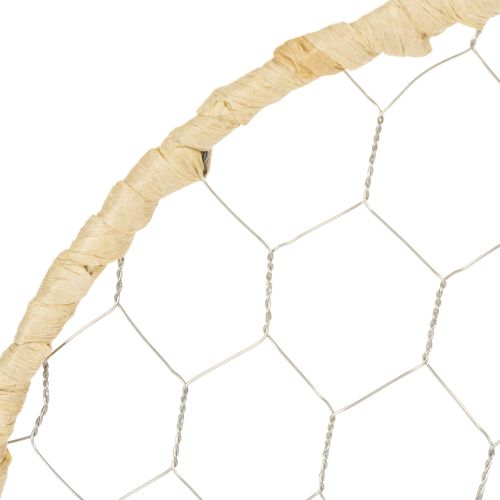 Boho Metall-Dekoring Silber Ø28cm mit Natur-Raffia, 4er Set - Hängedekoration, Wanddeko | Floristik24.de
