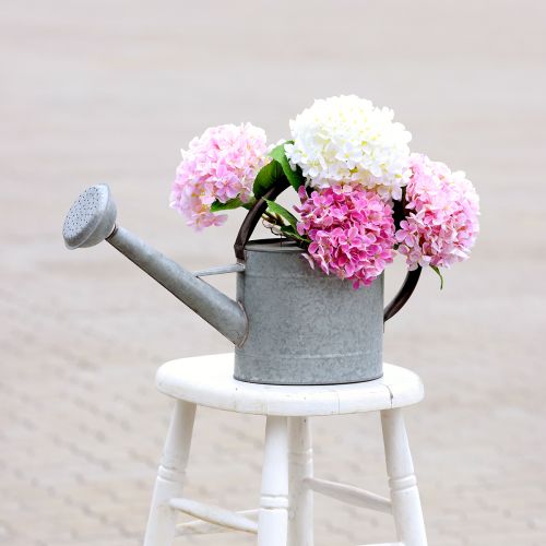 Artikel Metall-Gießkanne, Gartendeko Vintage-Look Silbergrau L53cm H29cm