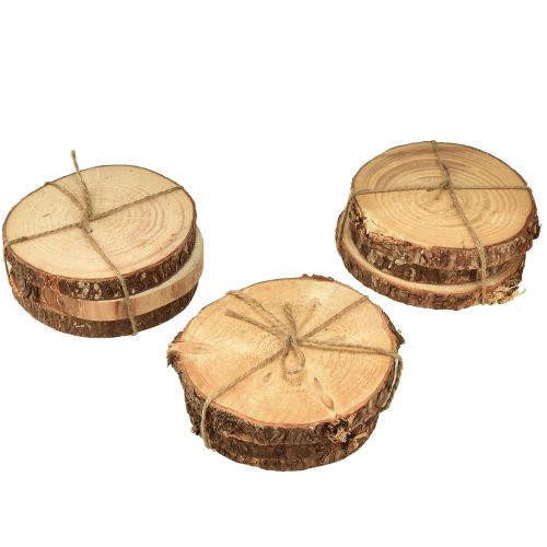 Artikel Mini Baumscheibe mit Rinde Natur Holz Deko Ø8-9cm 9St