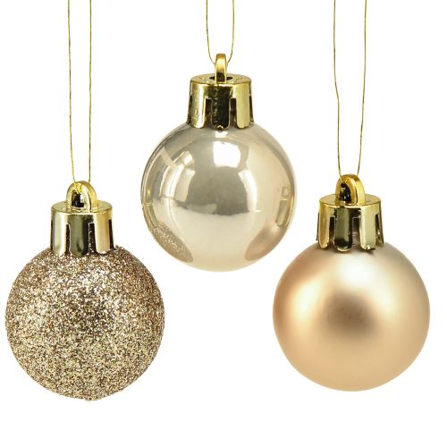 Floristik24 Mini Christbaumkugeln Pearl Golden Kunststoff Ø3cm 14 St