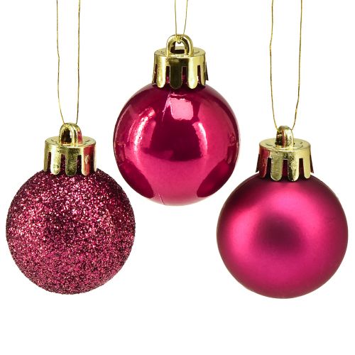 Floristik24 Mini Christbaumkugeln Pink Bruchfest Ø3cm H3,5cm 14 St