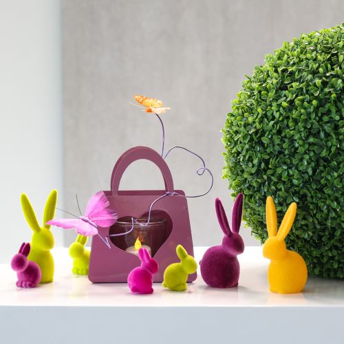Artikel Mini Hasen Bunte Osterhasen beflockt Sortiert – 2. Wahl – H6cm 12 St