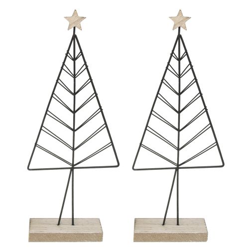 Artikel Mini Weihnachtsbaum Metall Holz Schwarz Natur 28cm 2St