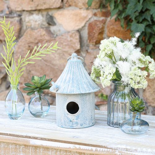 Floristik24 Minivasen Bauchig Dekovasen Glas Blau getönt H12cm 6 St