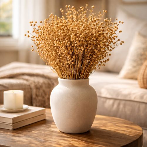 Natürlicher Flachs getrocknet Gräser für Trockenfloristik Linum Natur 60cm 180g | Floristik24.de