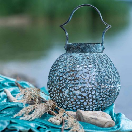 Floristik24 Metallwindlicht, Laterne, Kerzenhalter Antik-Optik Ø15cm H22cm