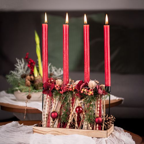 Artikel Organzaband Dunkelrot mit Gold Sternen 10mm 20m