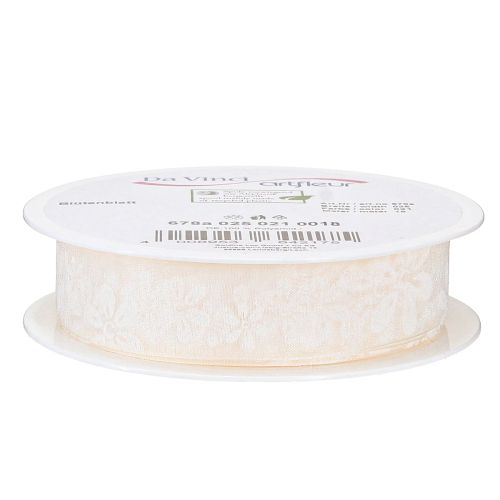 Artikel Organzaband Blumen Geschenkband Creme 25mm 18m