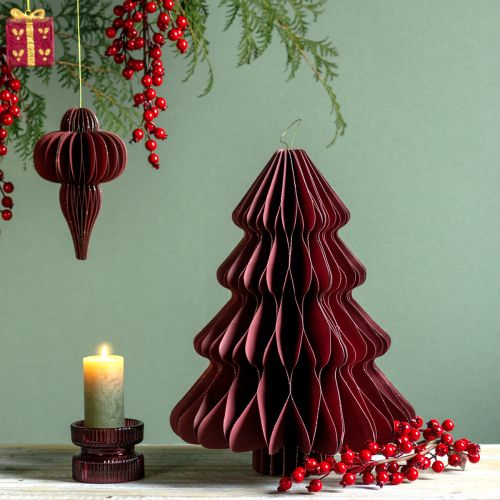 Artikel Papier Weihnachtsbaum zum Hängen Bordeaux H40cm 2St