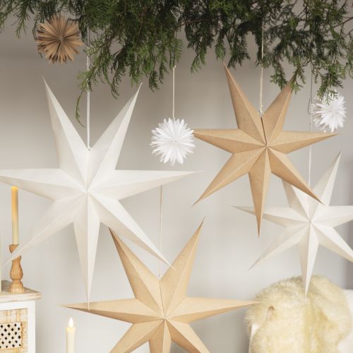 Artikel Papierstern Natur mit Jute zum Beleuchten 60cmx15cm