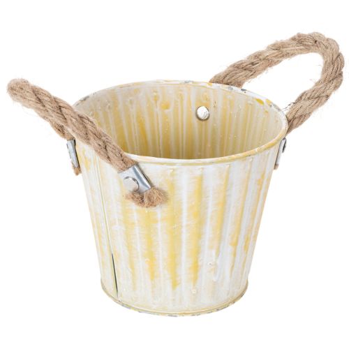 Artikel Pflanzeimer, Metalltopf mit Henkeln, Dekogefäß zum Bepflanzen Rosa/Grün/Gelb Shabby Chic Ø12cm H10cm 3er-Set