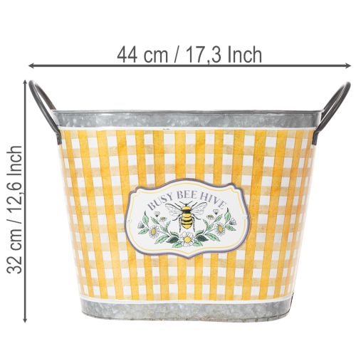 Pflanzkübel oval Biene kariert Sommerdeko Übertopf 38×24×29cm | Floristik24.de