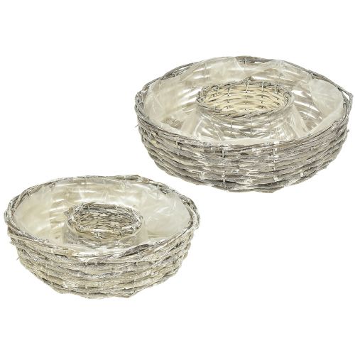 Pflanzschale Weide Pflanzring Natur Weiß Ø25/30cm 2er-Set