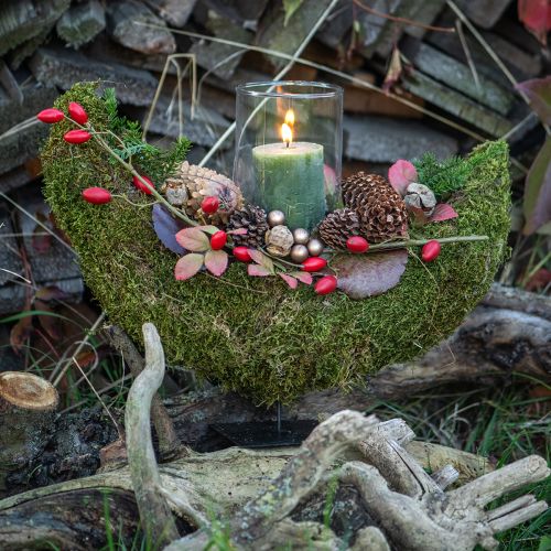 Artikel Pflanzschale auf Sockel Moos Deko Halbmond 40×15×30cm