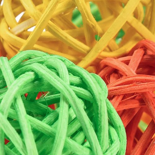 Floristik24 Rattanball Orange Gelb Grün Rattan Kugel Ø3cm 30 St