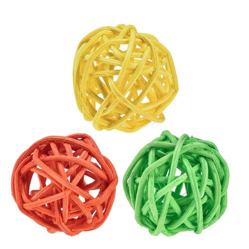 Floristik24 Rattanball Orange Gelb Grün Rattan Kugel Ø3cm 30 St