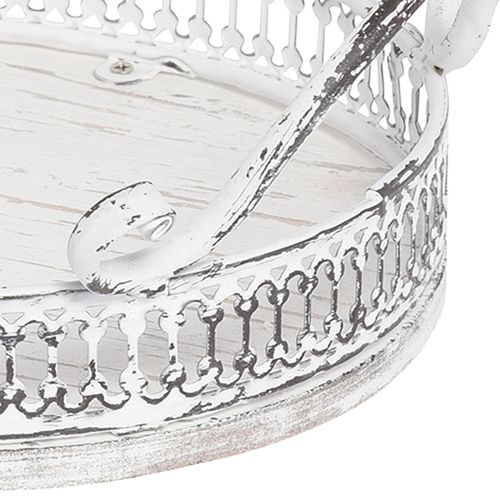 Artikel Retro Tablett mit Griffen rund Tablett Weiß Ø26/33cm 2er-Set