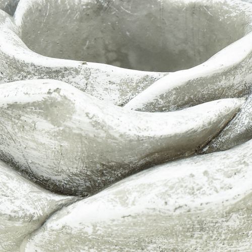 Artikel Rose Grabdeko Tischdeko Kerzenhalter Grau Weiß Ø14cm H7cm