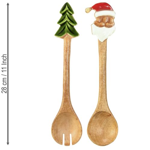 Artikel Salatbesteck Holz Besteck für Weihnachten 28cm 2er-Set