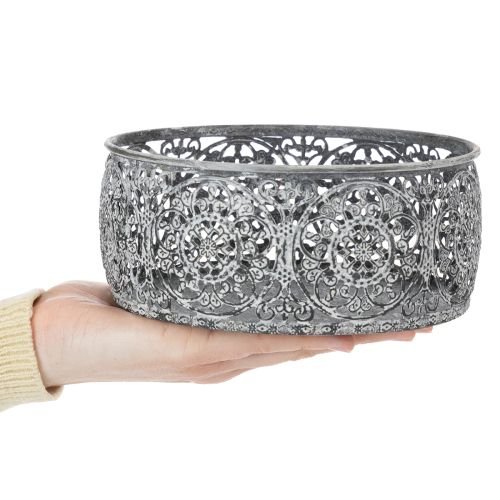 Dekoschale Metall Grau Weiß Muster Ø16/19,5/23,5cm 3er-Set | Floristik24.de