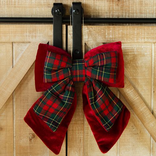 Artikel Schleife Rot Schottisch kariert Samtschleife indoor 21×23cm