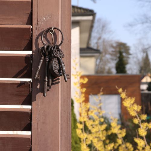 Artikel Metall Deko Schlüssel Bund mit Schloss Braun H22cm