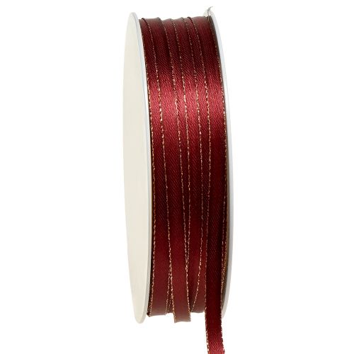Artikel Satinband Dunkelrot Gold Weihnachtsband B6mm L50m