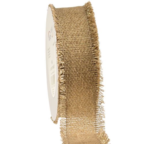 Floristik24 Schmuckband Zierband Braun Gold Fransen B40mm L15m