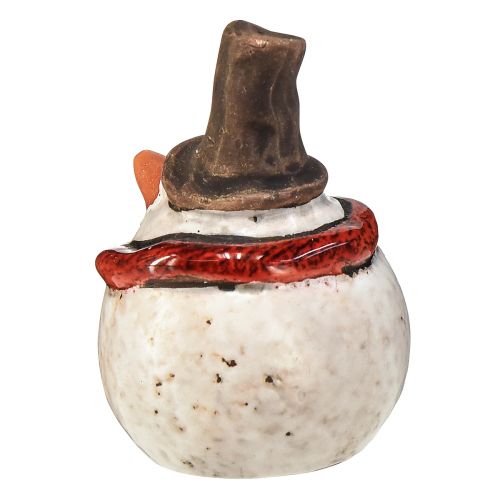 Artikel Keramik Schneemann Figur, Weiß, 6,9cm – Winterliche Weihnachtsdeko – 6 St