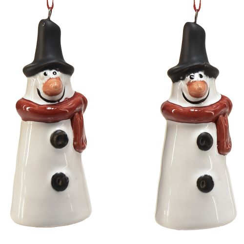 Artikel Fröhliche Schneemann-Hängedeko – Weiß mit rotem Schal und schwarzem Hut, 7.5 cm – Perfekt für festliche Weihnachtsbäume – 6 St