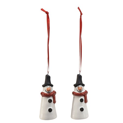 Artikel Fröhliche Schneemann-Hängedeko – Weiß mit rotem Schal und schwarzem Hut, 7.5 cm – Perfekt für festliche Weihnachtsbäume – 6 St