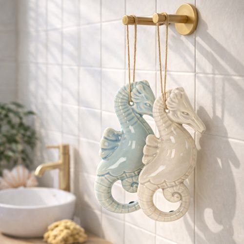 Artikel Seepferdchen Deko Hängend für Wohnzimmer und Badezimmer Maritimes Sommerflair 15cm 2St
