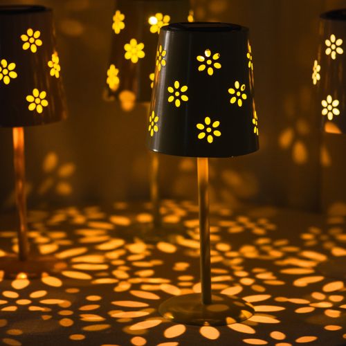 Solar Tischlampe mit Blumenmuster für Beleuchtung auf Balkon Terrasse oder Garten 28cm | Floristik24.de