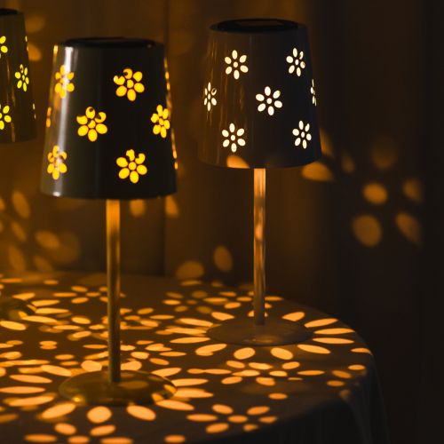 Solar Tischlampe LED mit Blumen Design Stimmungsvolle Beleuchtung für draußen 28cm | Floristik24.de