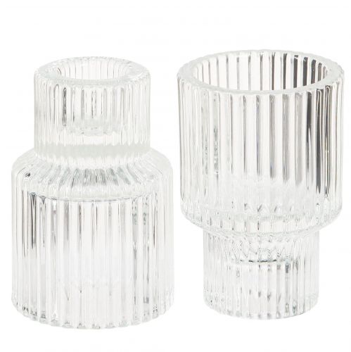 Floristik24 Stabkerzenhalter Glas Teelichthalter Ø5cm H8cm 4 St